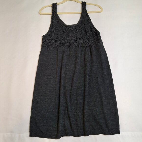 Babydoll  Cable Knit Dress Jumper Size M Empire Waist Chunky Cable Knit on Top - Picture 11 of 16